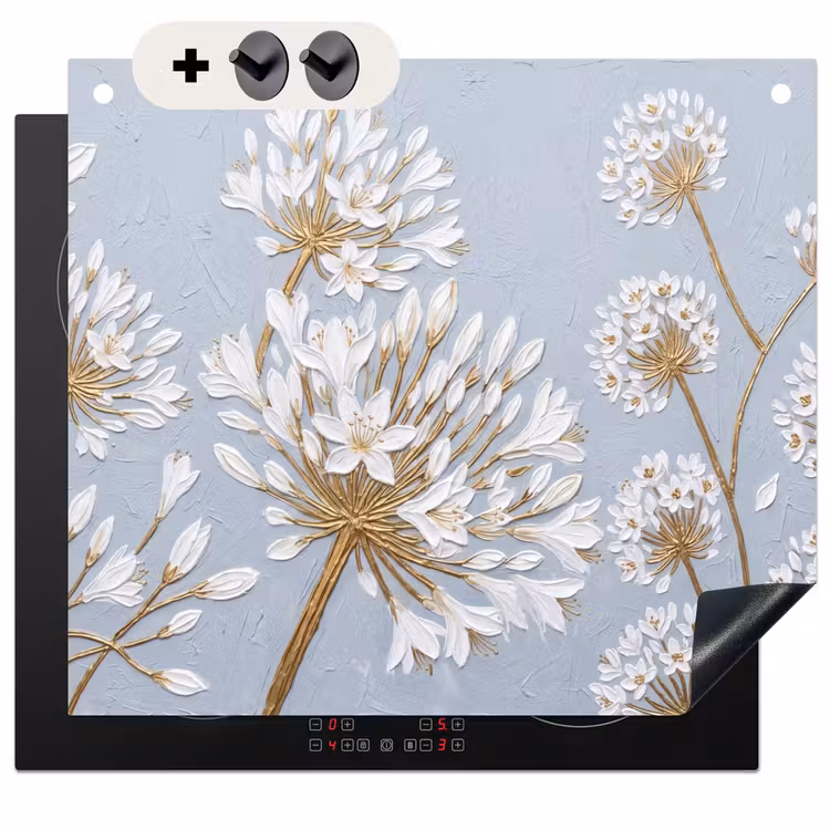 Protection à induction avec crochets - Illustration - Fleurs - Bleu — 3