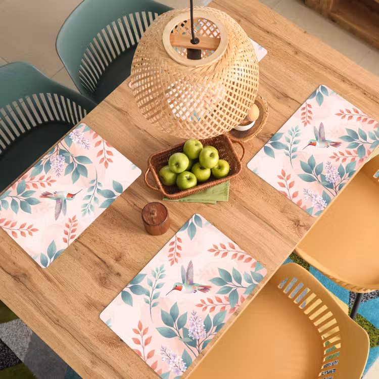 Set de table – 6 pièces - Colibri - Mouches - Nature - Illustration - Coloré — 3