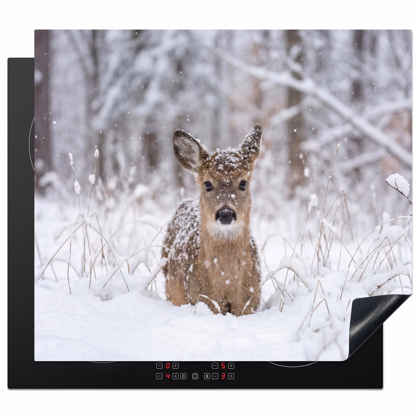 Protection plaque induction - Cerf - Neige - Forêt - Animaux - Adorable — 1