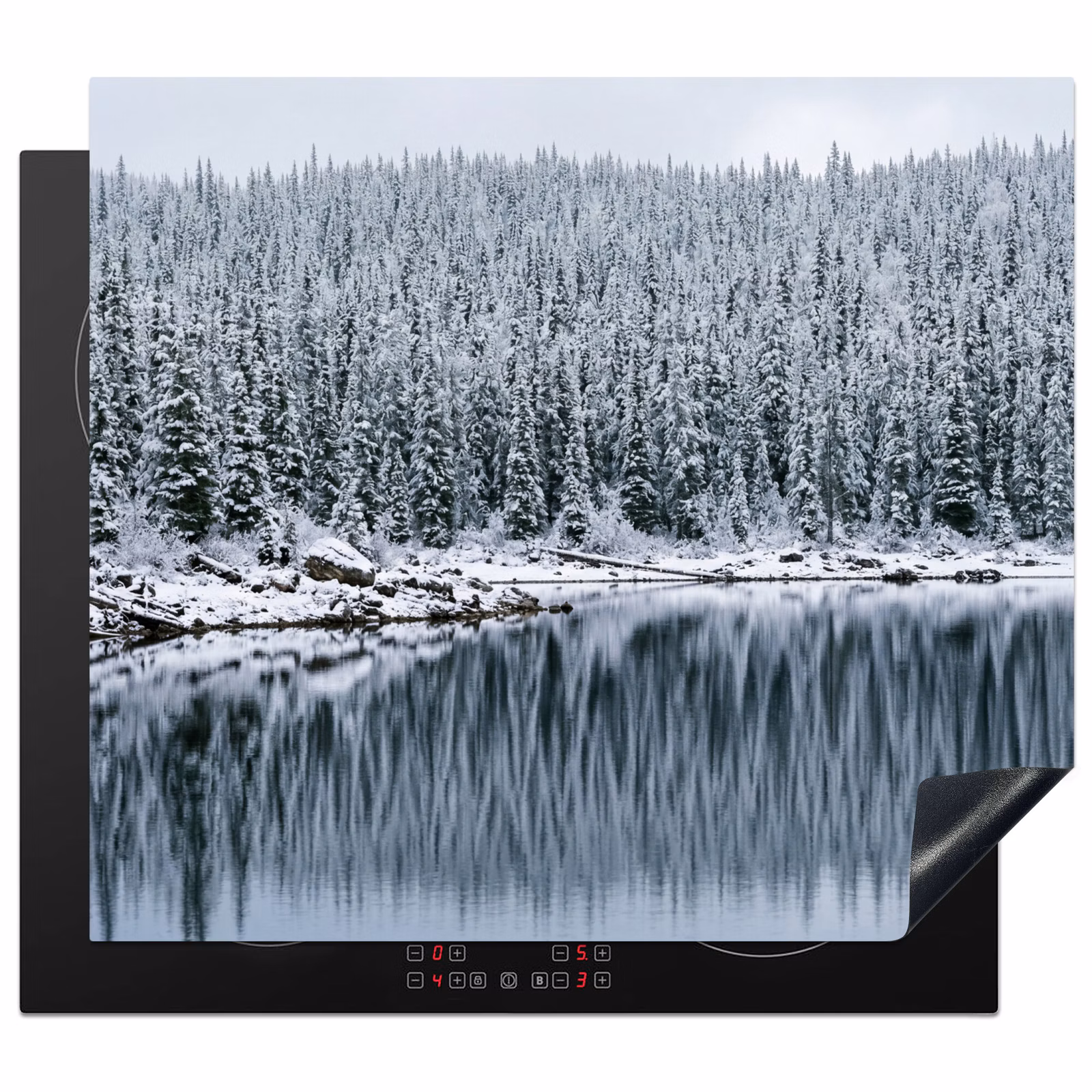 Protection plaque induction - Forêt - Réflexion - Lac - Hiver - Serein — 1
