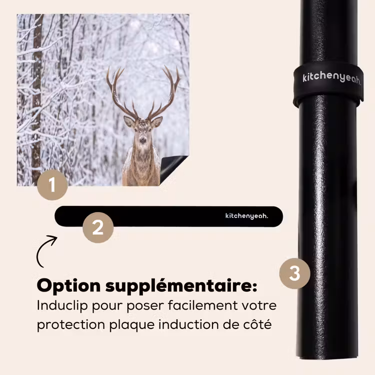 Protection plaque induction - Cerf - Hiver - Forêt - Nature - Blanc — 8