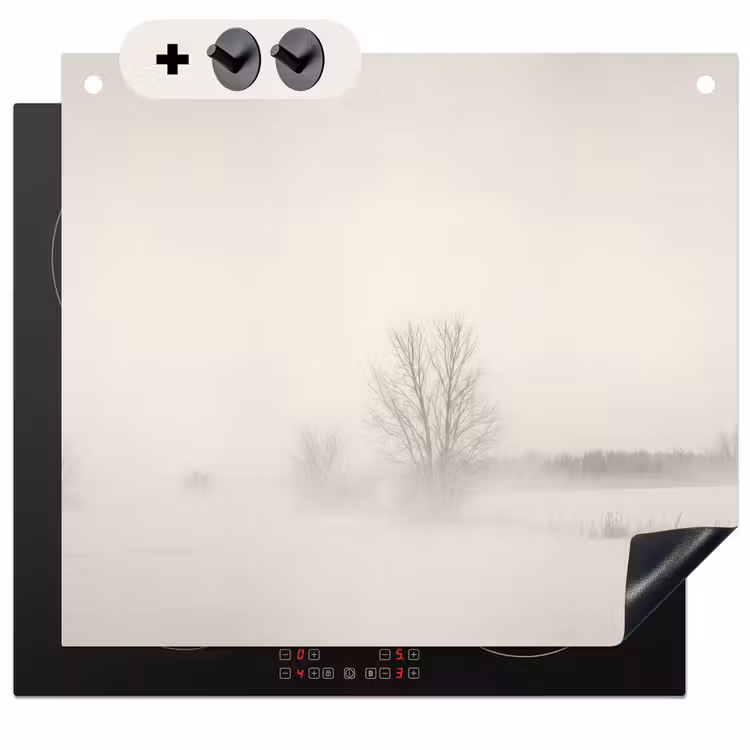 Protection à induction avec crochets - Arbre - Brouillard - Neige - Hiver - Minimaliste — 3