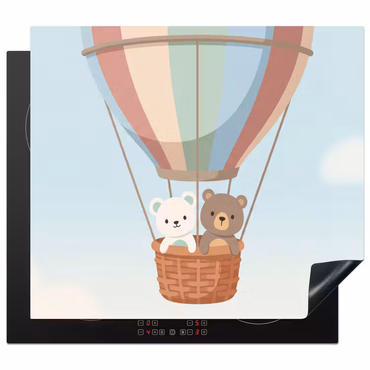 Protection plaque induction - Montgolfière - Ours - Pastel — 1