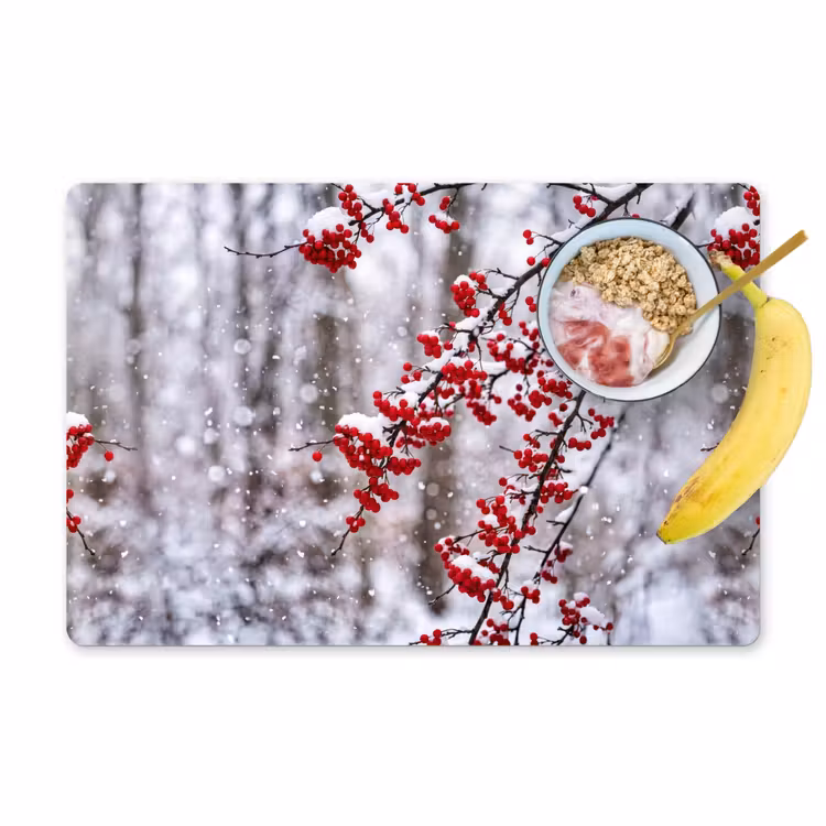 Set de table – 6 pièces - Baies - Branches - Neige - Colorées — 1