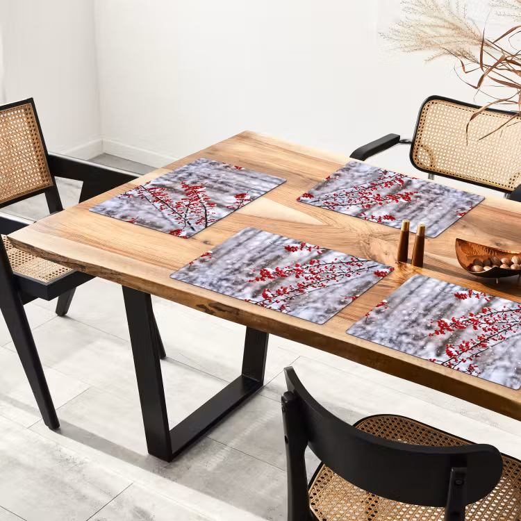Set de table – 6 pièces - Baies - Branches - Neige - Colorées — 4