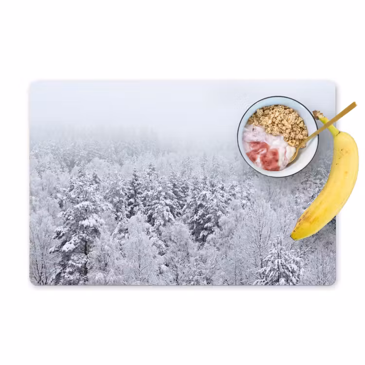 Set de table – 6 pièces - Forêt - Neige - Hiver - Nature - Blanc — 1