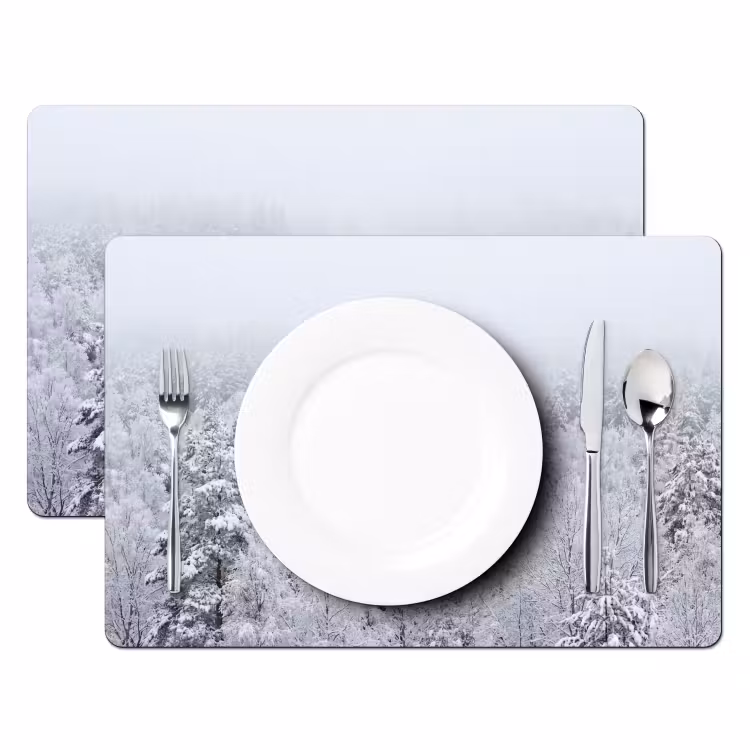 Set de table – 6 pièces - Forêt - Neige - Hiver - Nature - Blanc — 2