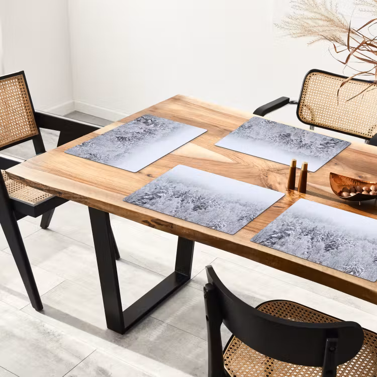 Set de table – 6 pièces - Forêt - Neige - Hiver - Nature - Blanc — 4