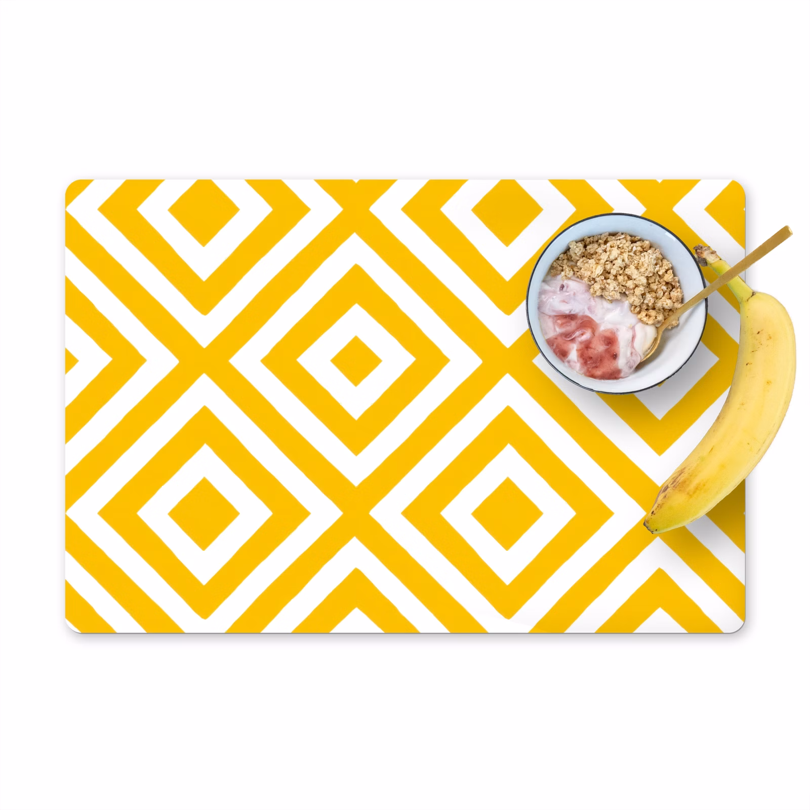 Set de table – 6 pièces - Géométrique - Lignes - Moderne - Jaune - Blanc — 1