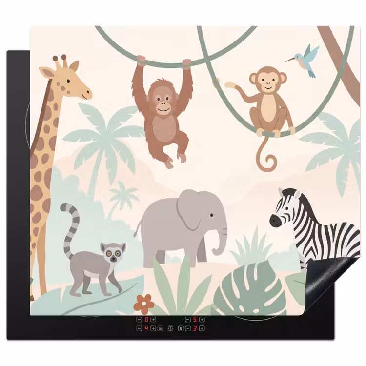 Protection plaque induction - Jungle - Animaux - Vert — 1
