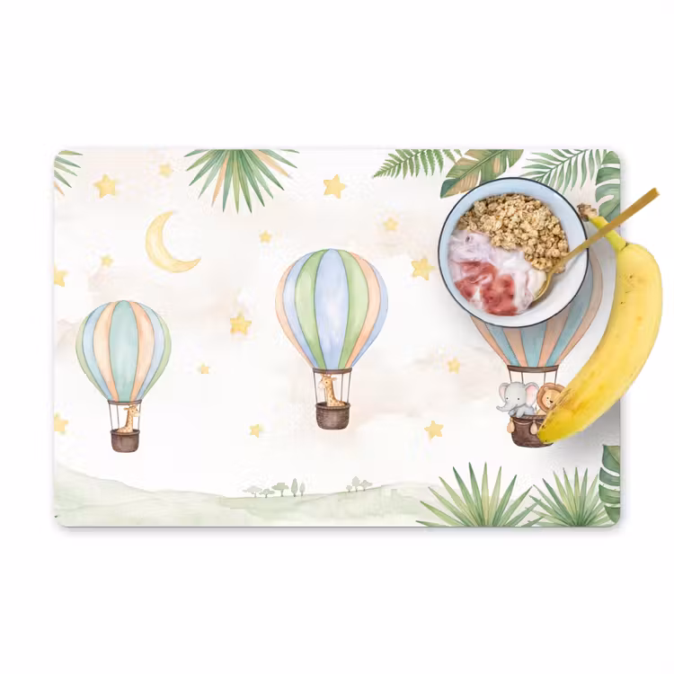 Set de table – 6 pièces - Aquarelle - Montgolfières - Pastel — 1