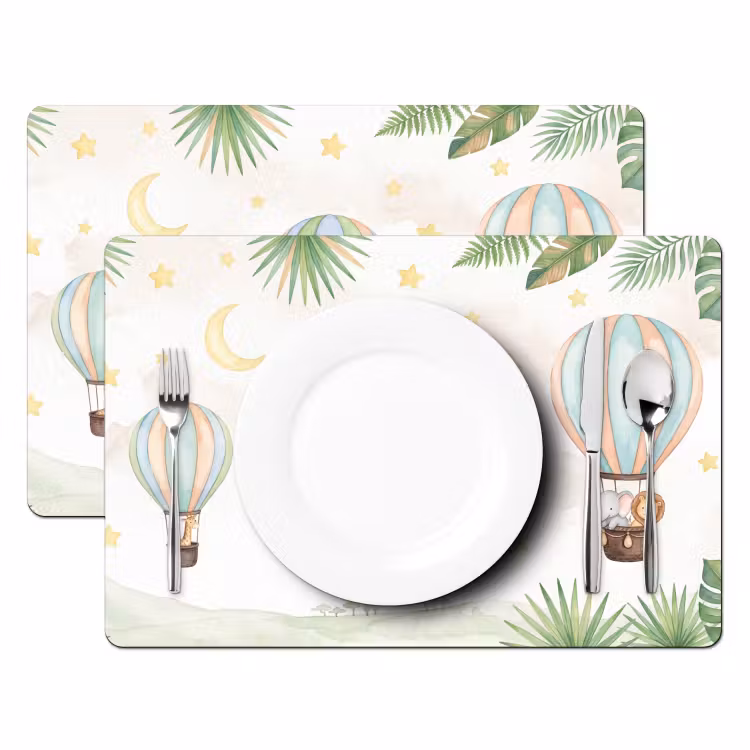 Set de table – 6 pièces - Aquarelle - Montgolfières - Pastel — 2