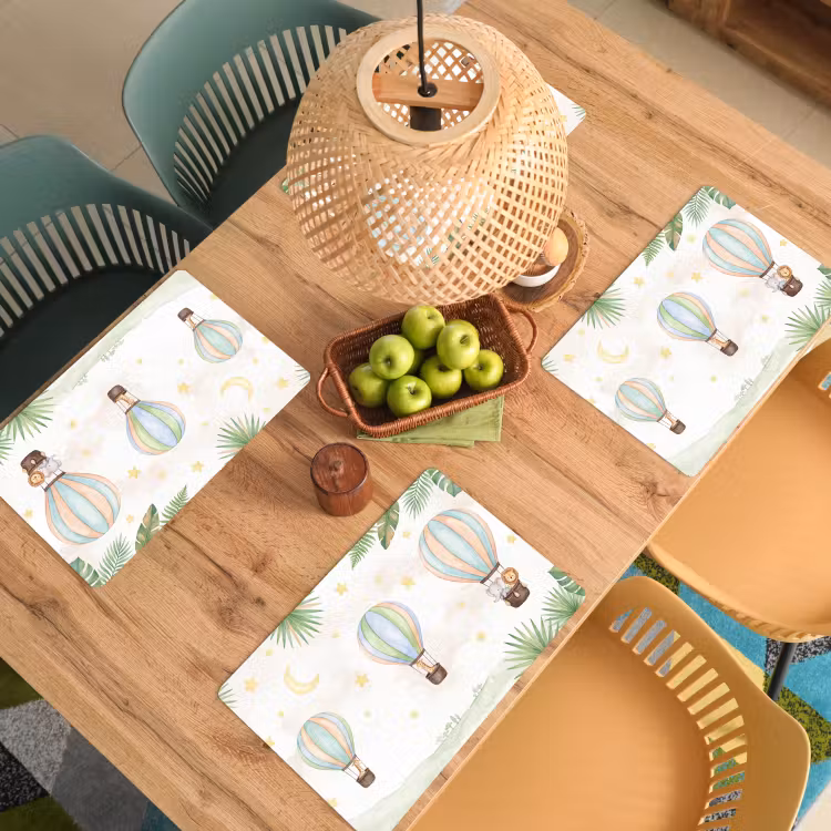 Set de table – 6 pièces - Aquarelle - Montgolfières - Pastel — 3