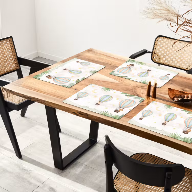 Set de table – 6 pièces - Aquarelle - Montgolfières - Pastel — 4