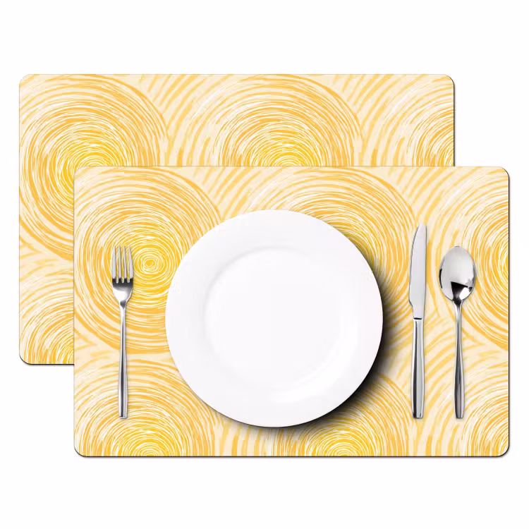 Set de table – 6 pièces - Cercles - Abstrait - Artistique - Jaune — 2