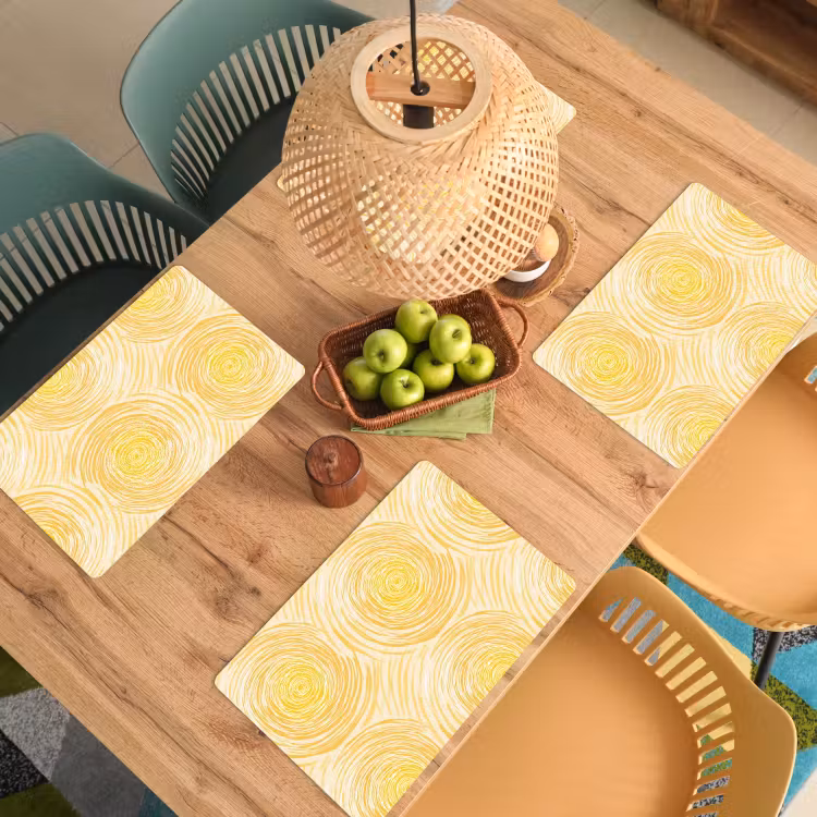 Set de table – 6 pièces - Cercles - Abstrait - Artistique - Jaune — 3