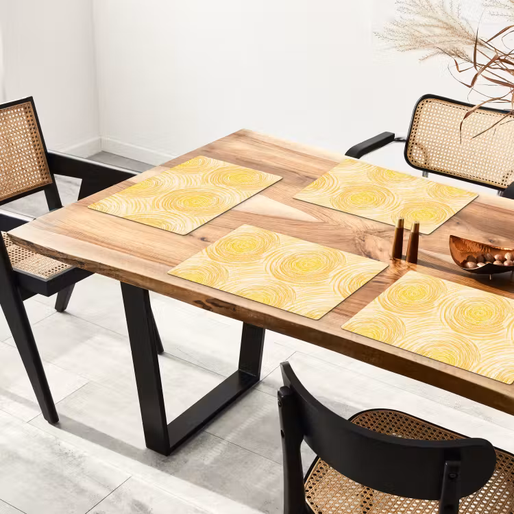 Set de table – 6 pièces - Cercles - Abstrait - Artistique - Jaune — 4