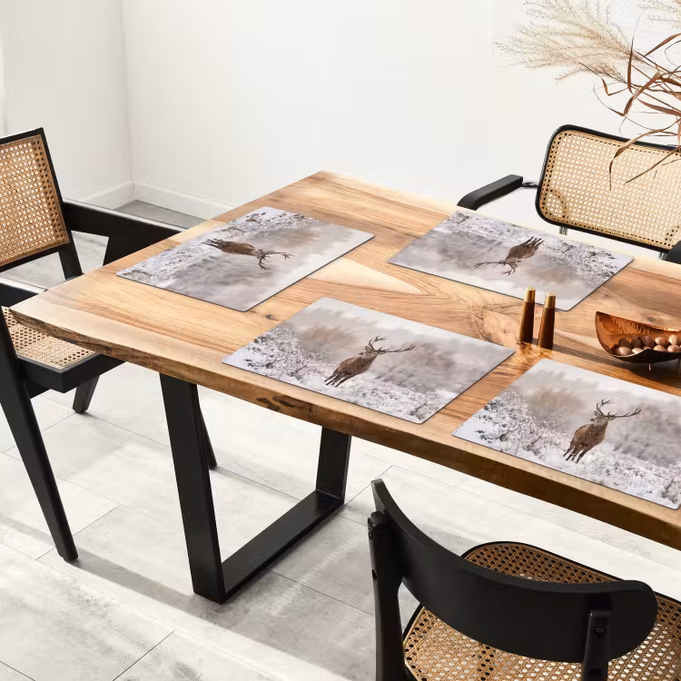 Set de table – 6 pièces - Cerf élaphe - Forêt - Neige - Hiver - Majestueux — 4