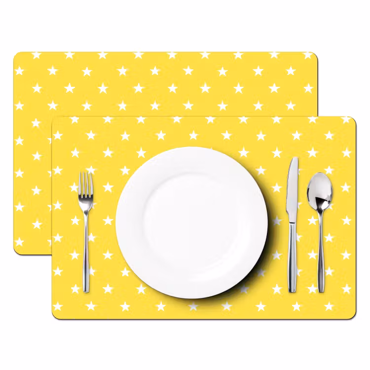 Set de table – 6 pièces - Étoiles - Motif - Minimaliste - Jaune — 2