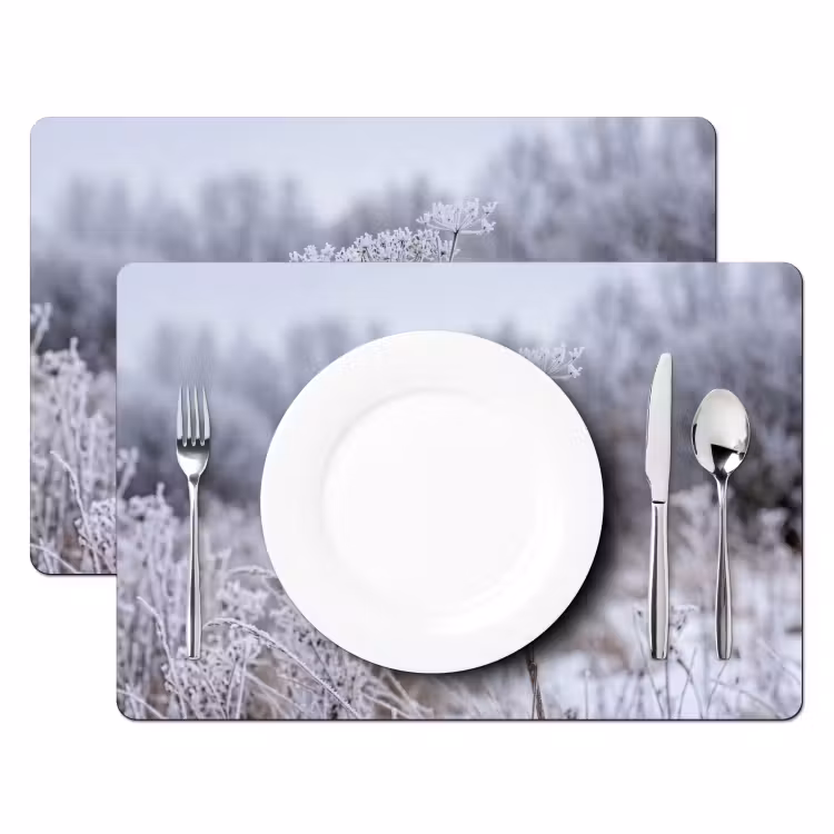 Set de table – 6 pièces - Fleur de sérigraphie - Mûre - Cristal - Hiver - Délicate — 2