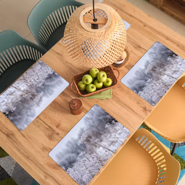 Set de table – 6 pièces - Fleur de sérigraphie - Mûre - Cristal - Hiver - Délicate — 3