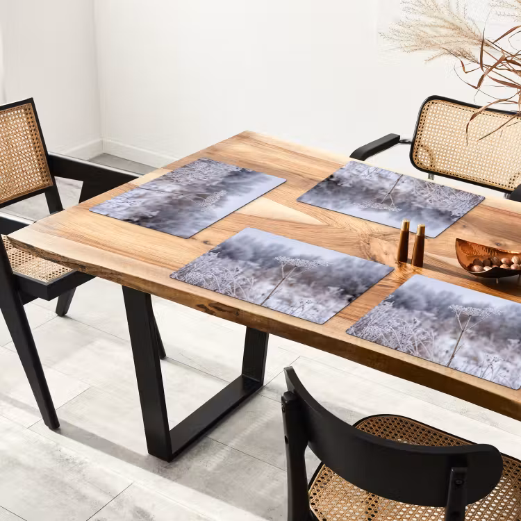 Set de table – 6 pièces - Fleur de sérigraphie - Mûre - Cristal - Hiver - Délicate — 4
