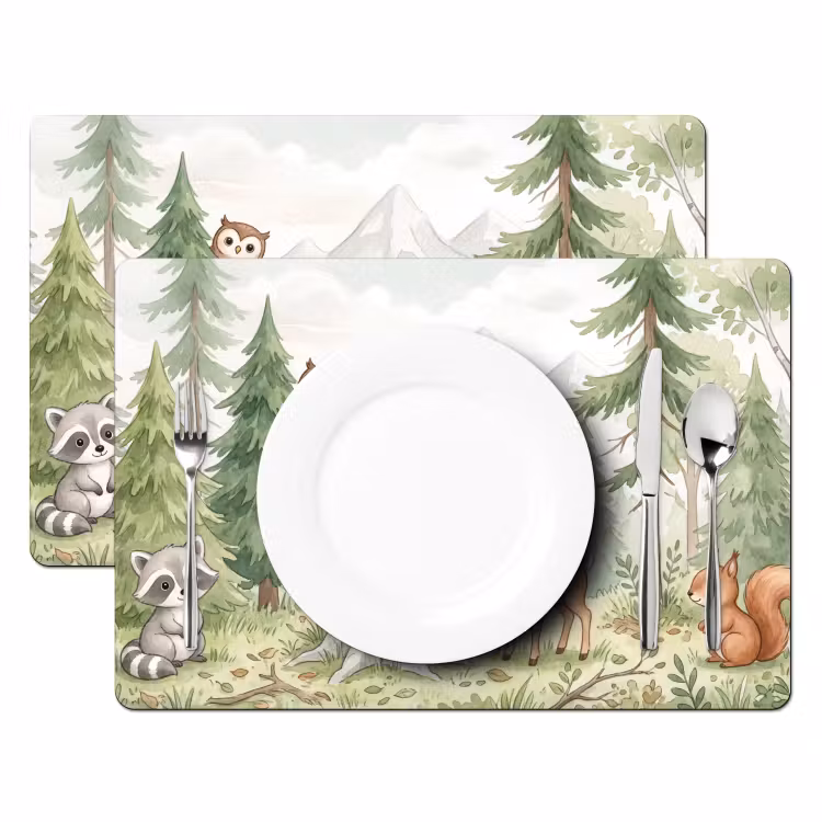 Set de table – 6 pièces - Forêt - Animaux - Vert — 2