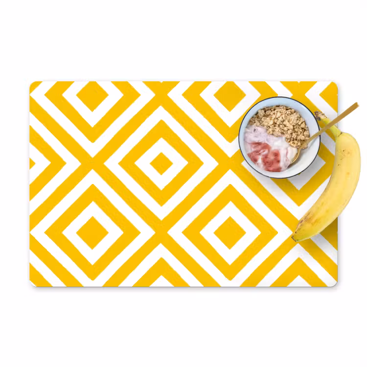 Set de table – 6 pièces - Géométrique - Lignes - Moderne - Jaune - Blanc — 1