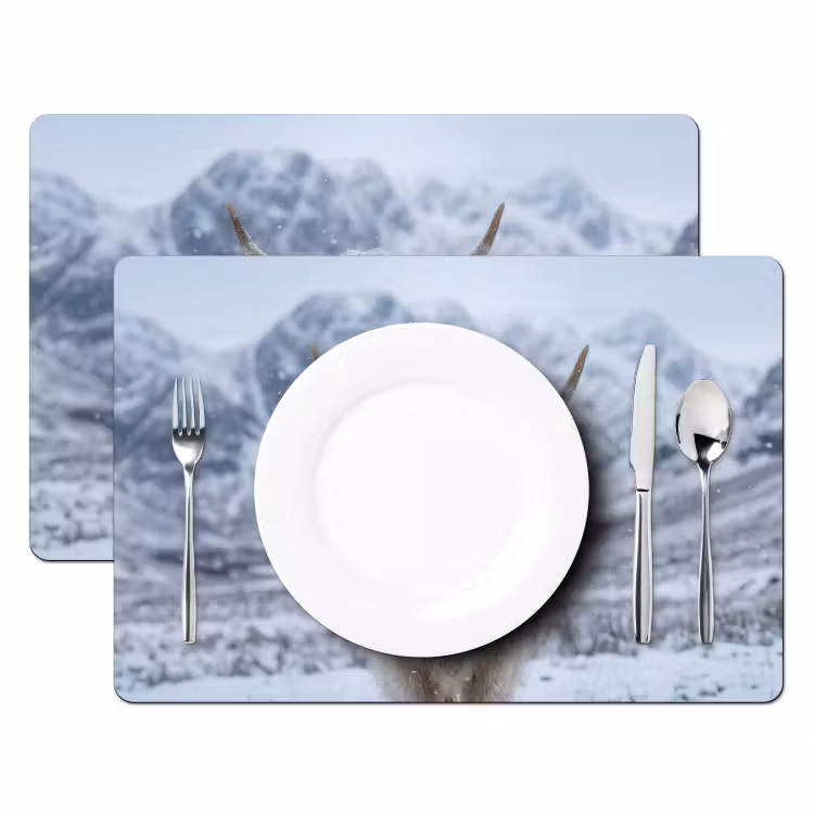 Set de table – 6 pièces - Highlander écossais - Neige - Montagnes - Hiver — 2