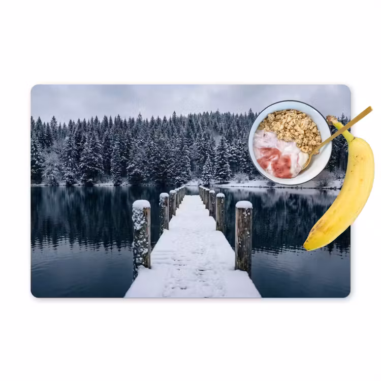 Set de table – 6 pièces - Jetée - Lac - Neige - Montagnes - Reposant — 1