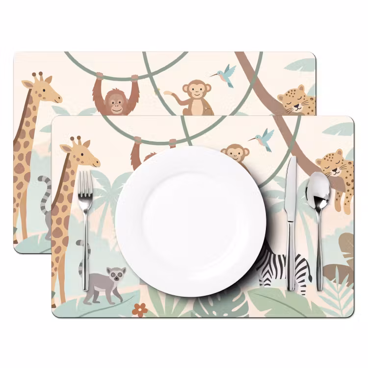 Set de table – 6 pièces - Jungle - Animaux - Vert — 2