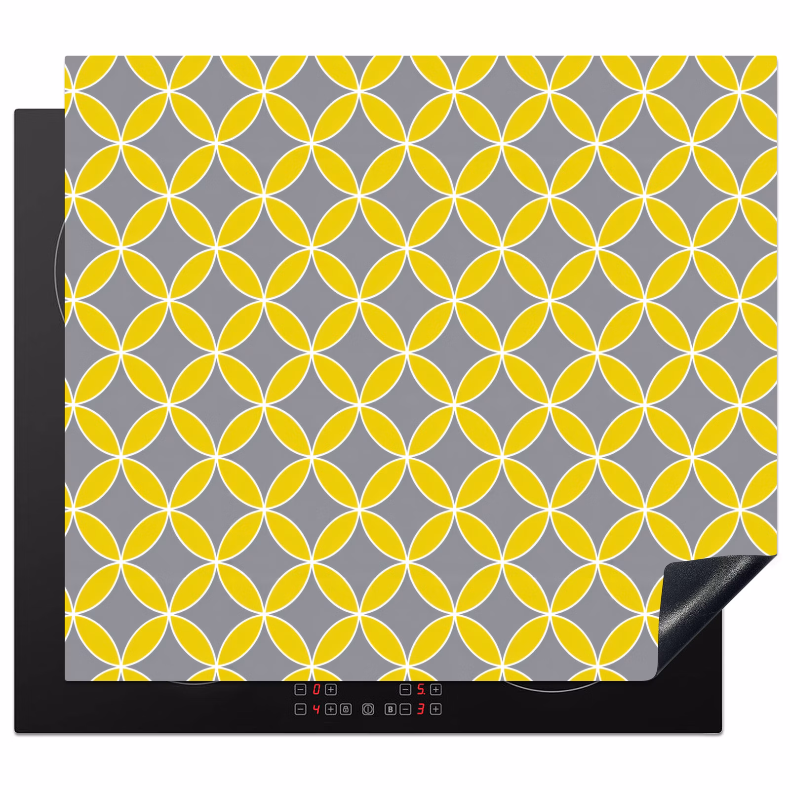 Protection plaque induction - Géométrique - Cercles - Moderne - Gris - Jaune — 1