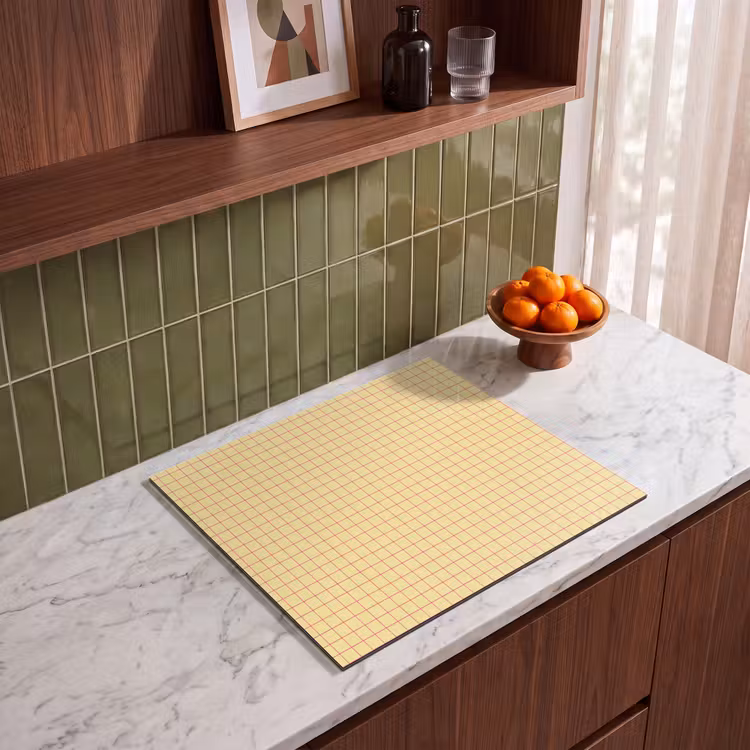 Protection plaque induction - Carreaux - Grille - Minimaliste - Jaune - Rose — 4