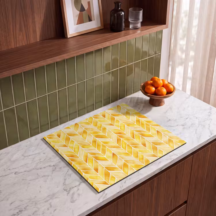 Protection plaque induction - Chevrons - Aquarelle - Motifs - Jaune doré — 4