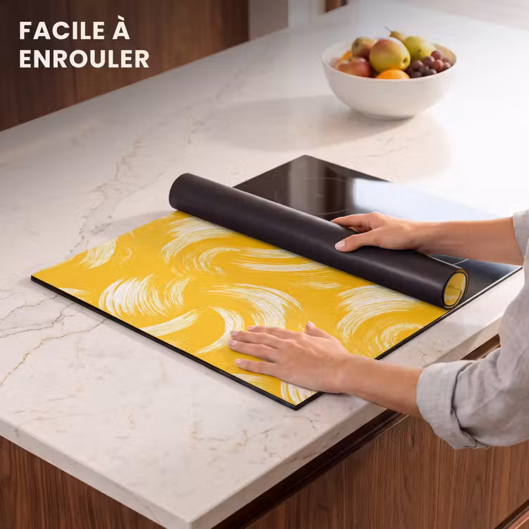 Protection plaque induction - Coulées de peinture - Abstrait - Dynamique - Jaune — 6
