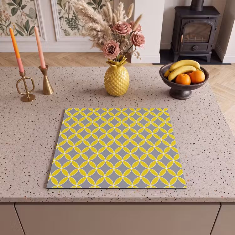 Protection plaque induction - Géométrique - Cercles - Moderne - Gris - Jaune — 3