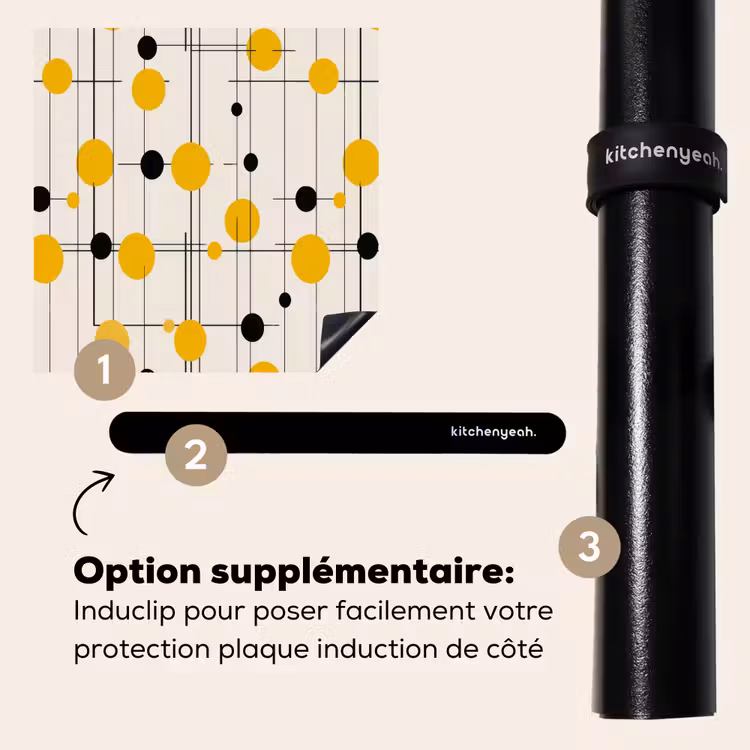 Protection plaque induction - Géométrique - Rétro - Lignes - Jaune ocre - Noir — 8