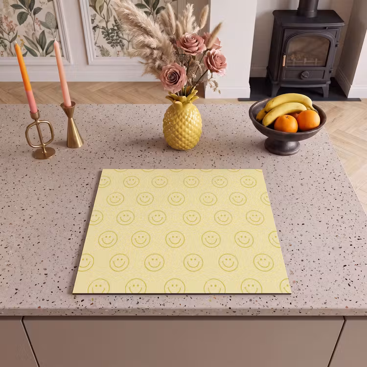 Protection plaque induction - Smileys - Motif - Rétro - Jaune pâle — 3