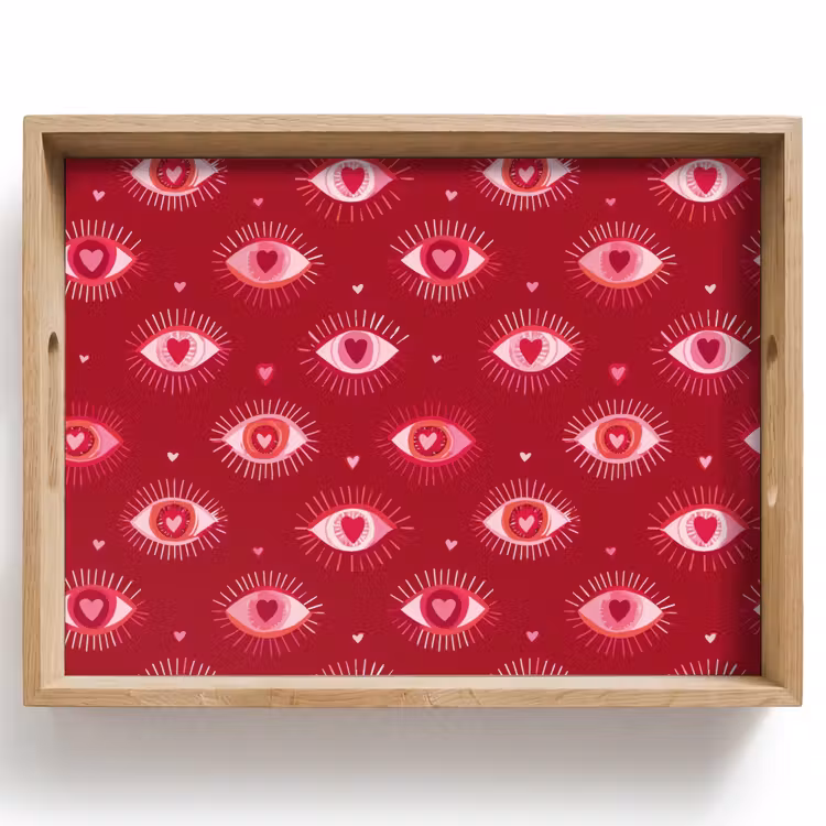 Plateau - Yeux - Motif - Rose - Rouge foncé — 1