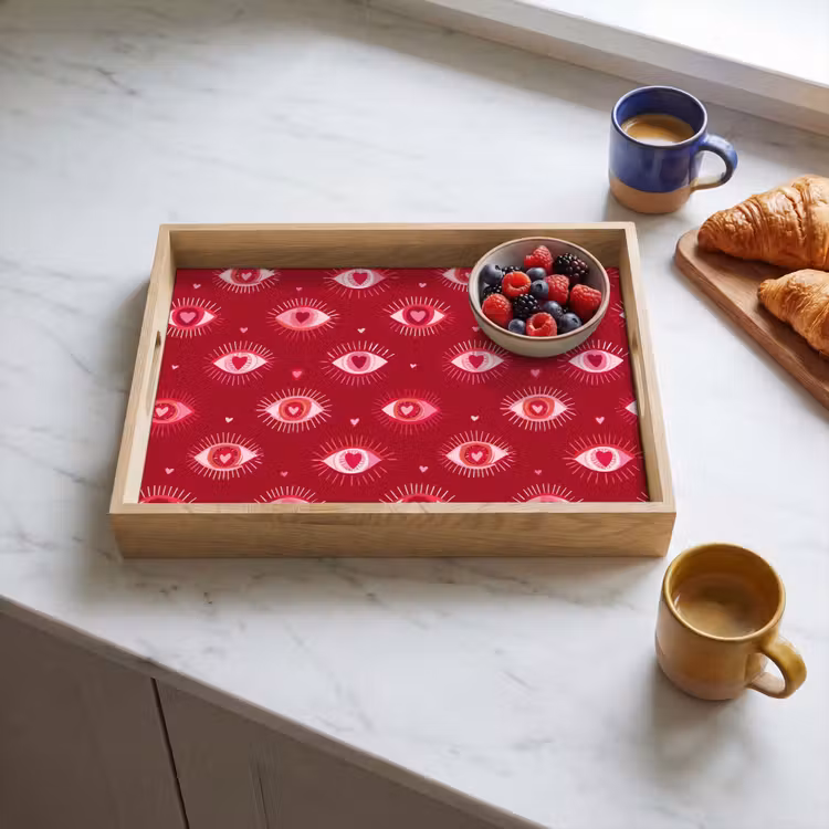 Plateau - Yeux - Motif - Rose - Rouge foncé — 3