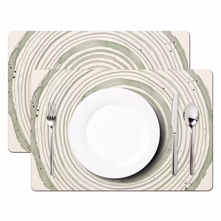 Set de table – 6 pièces - Abstraction - Cercles - Aquarelle - Vert - Moderne — 2