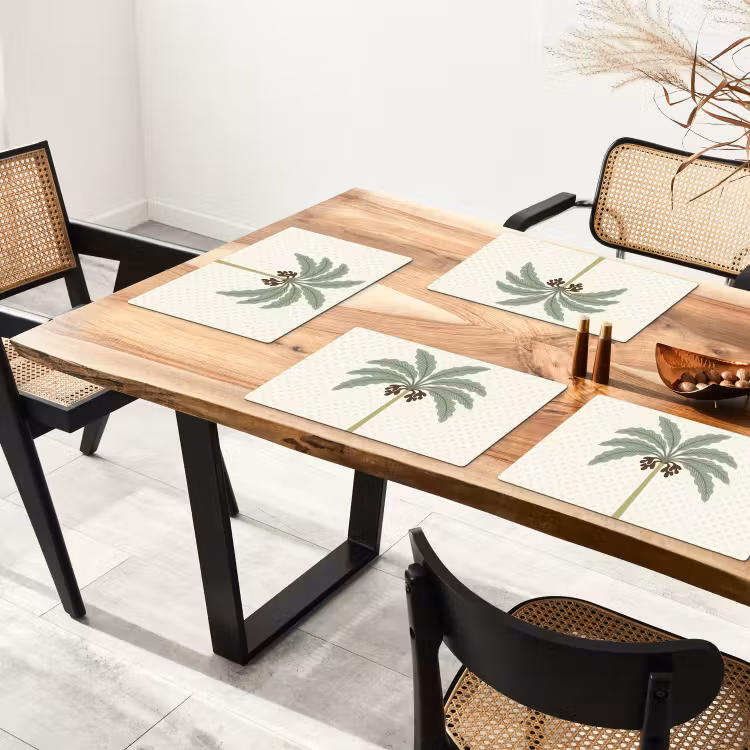 Set de table – 6 pièces - Arbre - Feuilles - Vert - Décoratif - Beige — 4