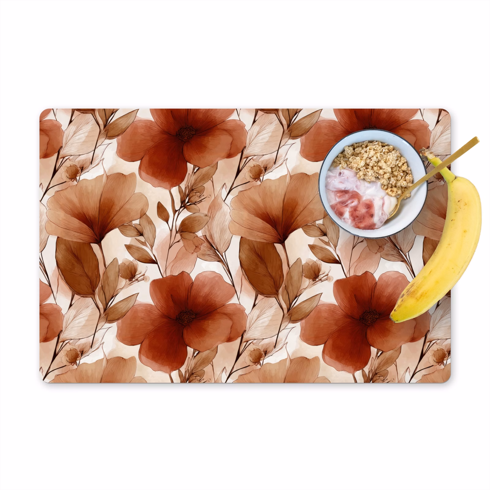 Set de table – 6 pièces - Fleurs - Aquarelle - Botanique - Terre cuite — 1
