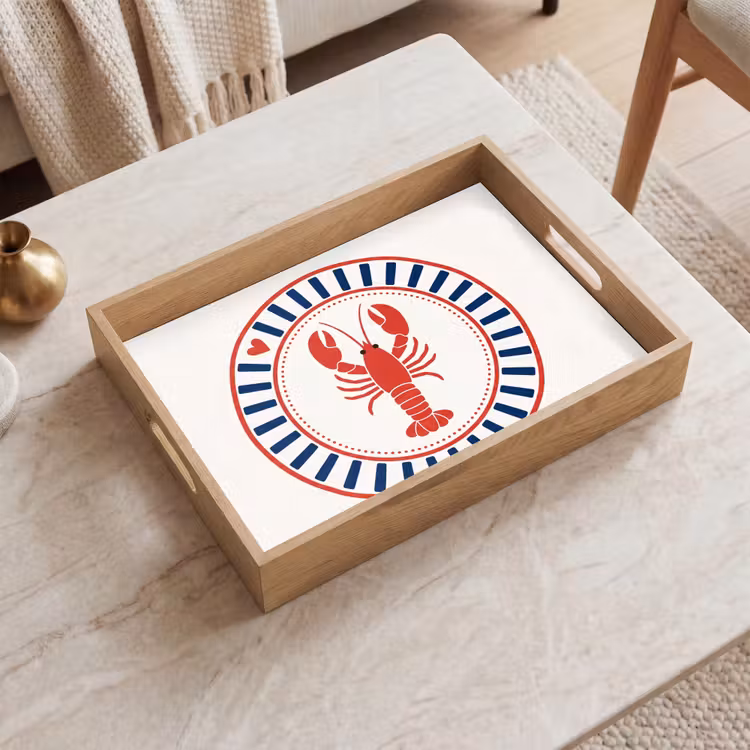 Plateau - Vie marine - Homard - Emblème - Graphisme - Rouge — 2