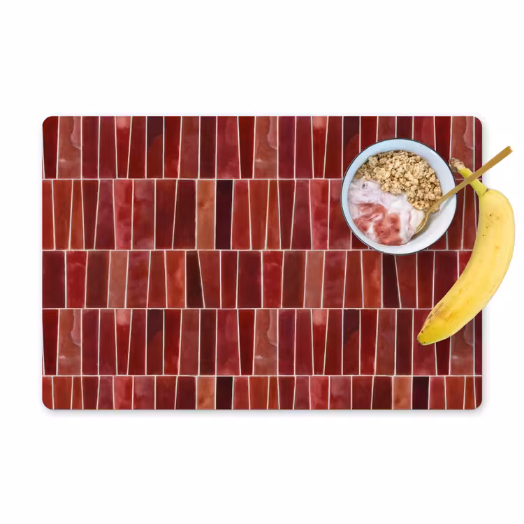 Set de table – 6 pièces - Carrelage - Moderne - Texturé - Rouge foncé — 1