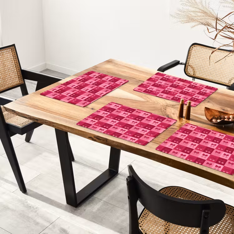 Set de table – 6 pièces - Cerises - Nœuds - Ludique - Rose - Bordeaux — 4