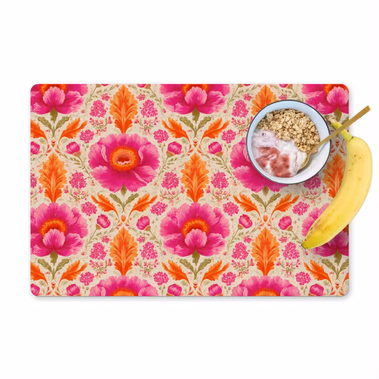 Set de table – 6 pièces - Fleurs - Baroque - Rose - Orange — 1