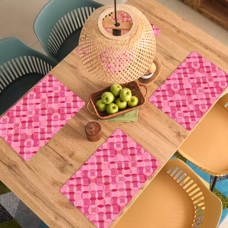 Set de table – 6 pièces - Géométrique - Mosaïque - Moderne - Rose — 3