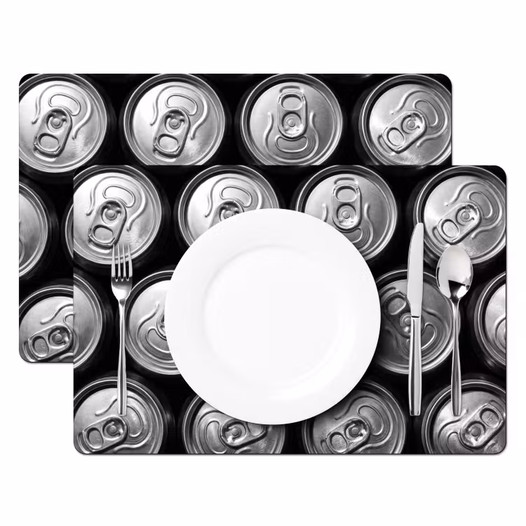 Set de table – 6 pièces - Canettes - Aluminium - Motif - Industriel - Argent — 2