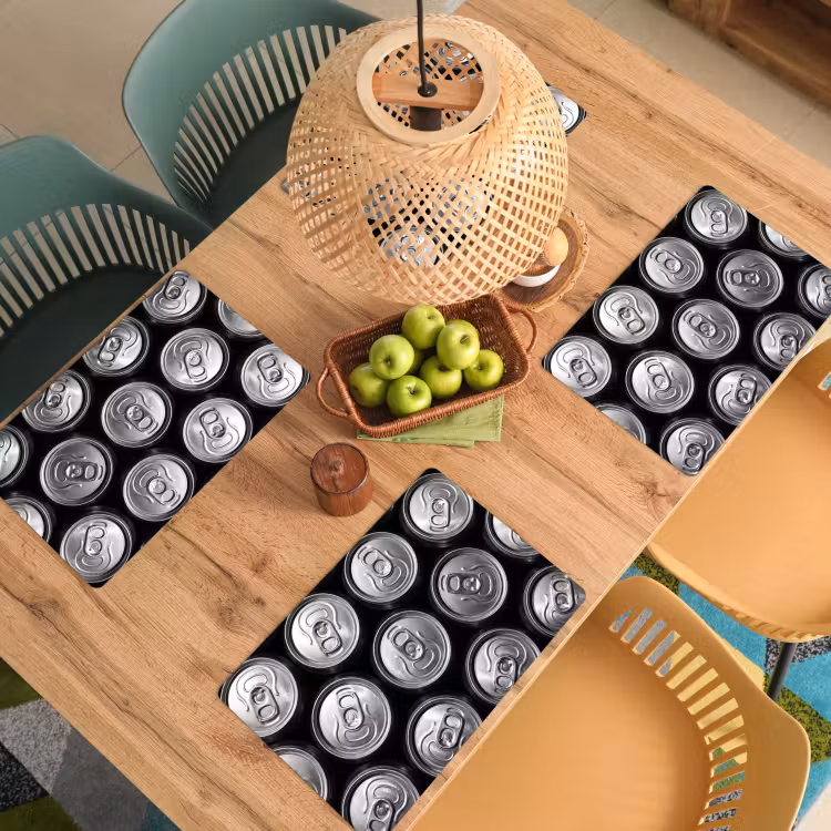 Set de table – 6 pièces - Canettes - Aluminium - Motif - Industriel - Argent — 3